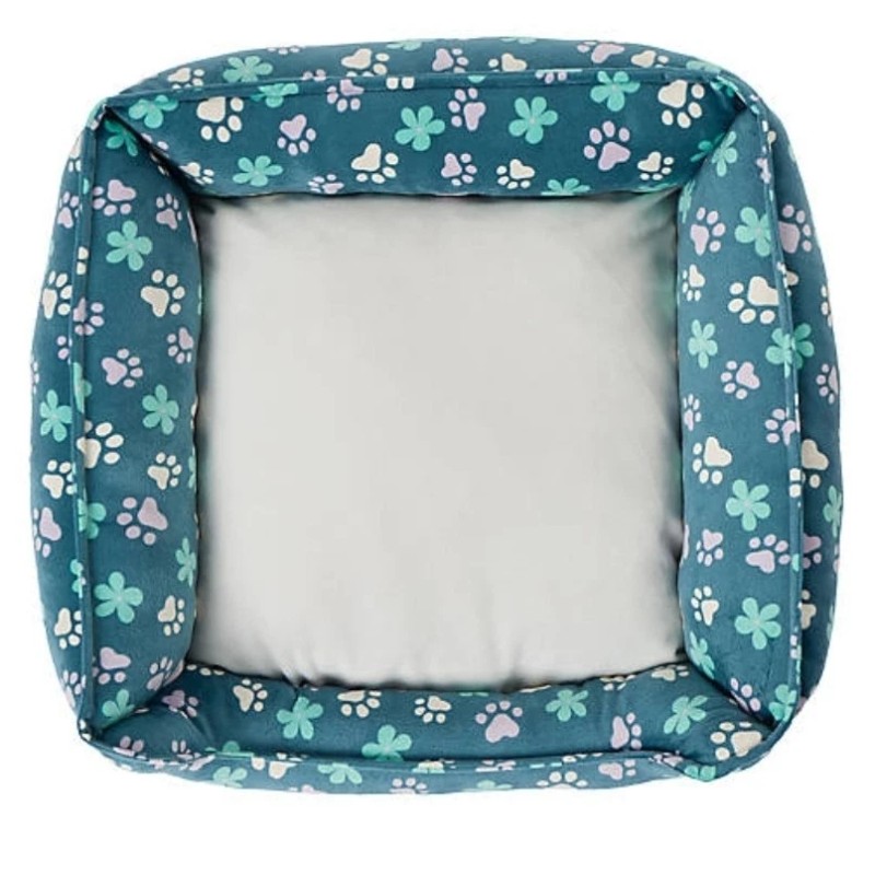 Top Paw Blue Floral Cuddler Small Dog Bed w/ Paw