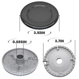 Viclaakesi Gas Stove Burner Caps Set Comaptible With SABAF Stove,Handles Lid Kit Metal Stove knob Cooker Hat Set Gas Stove Burner Replacement Caps Stove Top Cover Burner Head Parts (Concave surface)