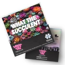 What The Puzzles 1000 Piece Puzzle - Jigsaw Puzzles 1000 Pieces, 27.55 x 19.68 inches, Board Games for Adults, Succulent Theme, Brain Teaser Puzzles for Adults with Art Poster and Resealable Bag