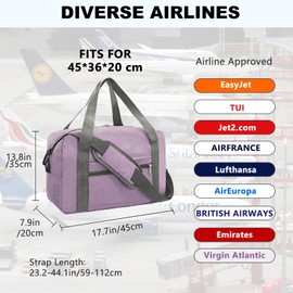lifwimner Ryanair Hand Luggage Small Hand Luggage Bag for Airplane Foldable Travel Bag Weekender Bag for Men and Women, purple, Travel Duffle