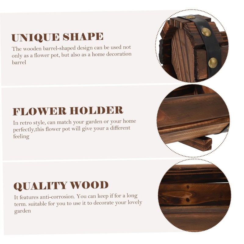 BESPORTBLE Solid Wood Flower Pot Holder Carbonized Preservative for Balcony