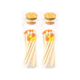 River Birch Decorative Matches in a Bottle with Striker - Cute & Colored Matches - 2 Bottles, Candy Corn Tip, 40 Matches