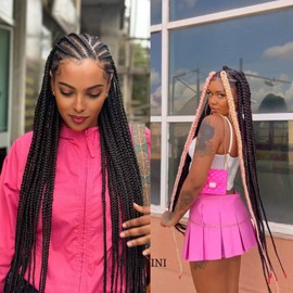 Jumbo Braiding Hair 3 Packs 24 Inch Black Braiding Hair Afro Braiding Hair Extensions for Twist Jumbo Box Braiding Synthetic Hair for Women Braiding (1B)