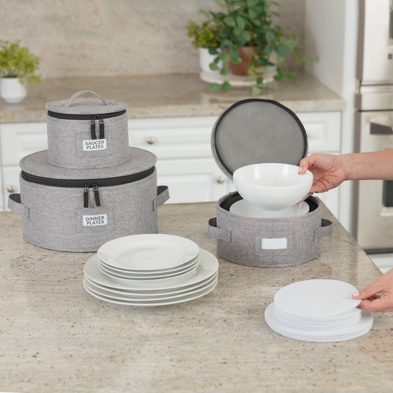 Set of 4 China Storage Cases for Dinnerware - Hard