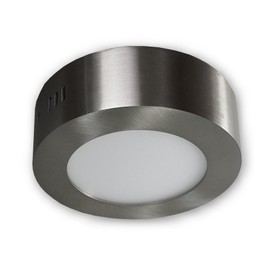LICHT DISCOUNT LED Surface Mounted Spotlight 6 W Warm White 2800 K | LED Panel Ceiling Light Made of Aluminium | Surface Mounted Spotlight Round 230 V Stainless Steel Look | Ceiling Spotlight