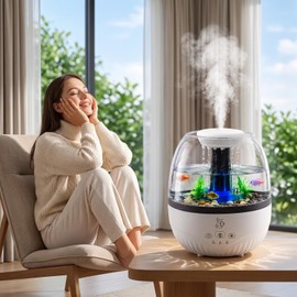 2026 Raindrop Humidifier 350ml Essential Oil Diffuser with Fish Tank Design