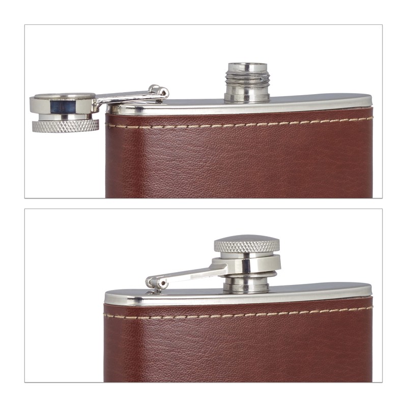 4 x Hip Flasks 200 ml, 2 Pocket Bottles with