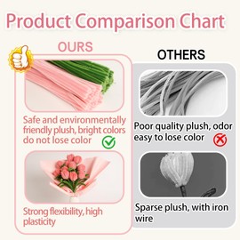 400Pcs Pipe Cleaner Craft Chenille Stems for Flower Pipe Cleaners Kit Art Craft Supplies Projects Supplies for Creative DIY Decoration Wedding Party Birthday Gifts