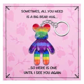 Worry Bear, Pocket Bear Hug, Anxiety Gifts for Women Men, Mental Health Positivity Gift, Emotional Support Gifts for Friends, Comforting Gift for Son Daughter Back to School, Rainbow