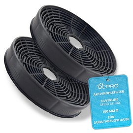 DL-pro 2 x Activated Carbon Filters 160 mm Diameter Suitable for Silverline AF100 AF 100 Filter for Cooker Hood Extractor Hood