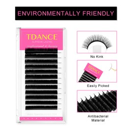 TDANCE Classic Volume Lash Extensions, Matte Black Eyelash Extensions 0.03-0.18mm Thickness C/CC/D Curl Lash Extension Professional Salon Use(0.07-C,8mm)