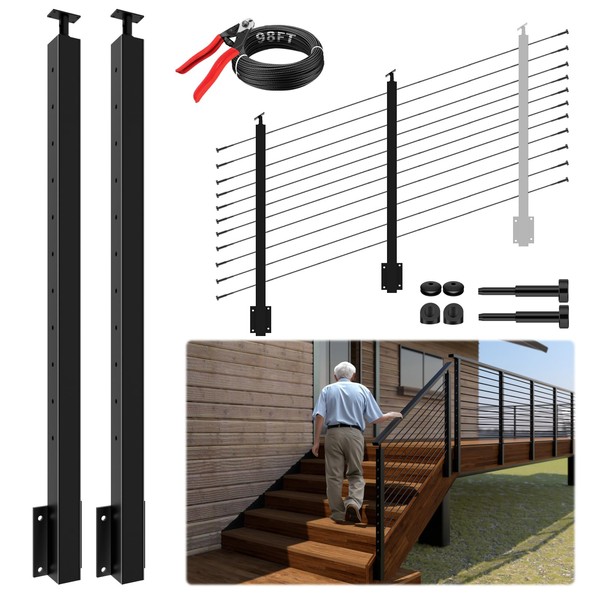 Gyykzz 2 Pack Complete Set Side Mount Stair Cable Railing