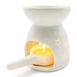 Zalaxt Ceramic Tea Light Candle Holder,Oil Burner for Scented Oil, Love Letter for Valentine's Day Decoration for Bedroom,Living Room,Balcony,Patio Tabletop Love Birthday Wedding Gift