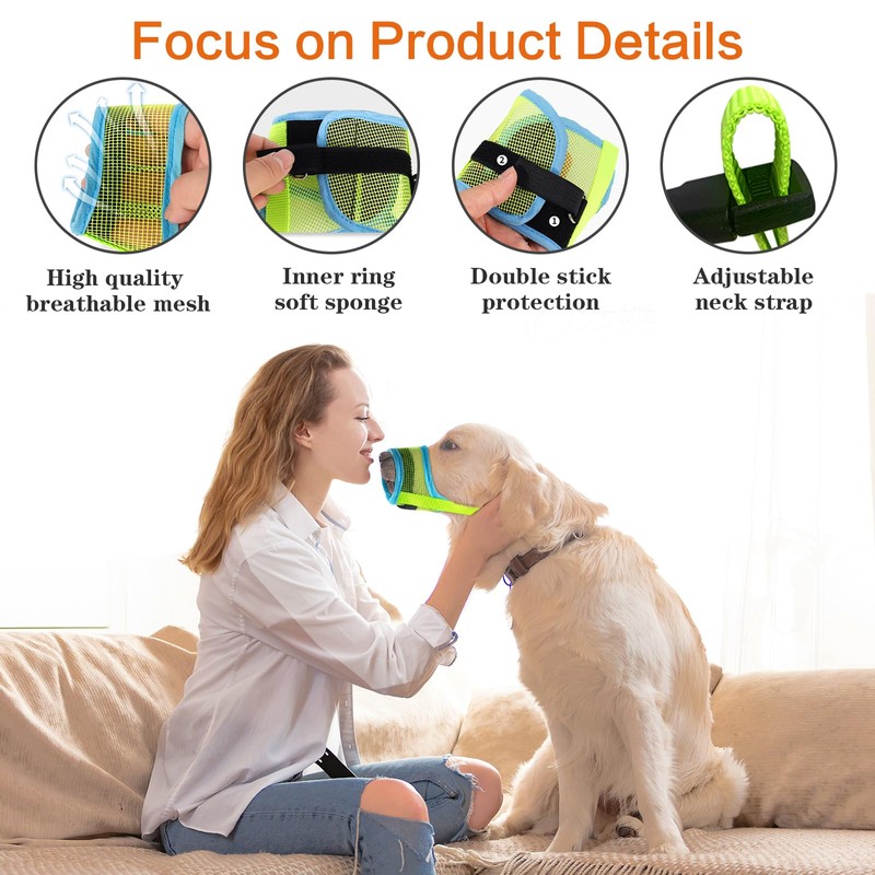 Denwwico Dog Muzzle, Newest Soft Mesh Muzzle Double Stick Anti