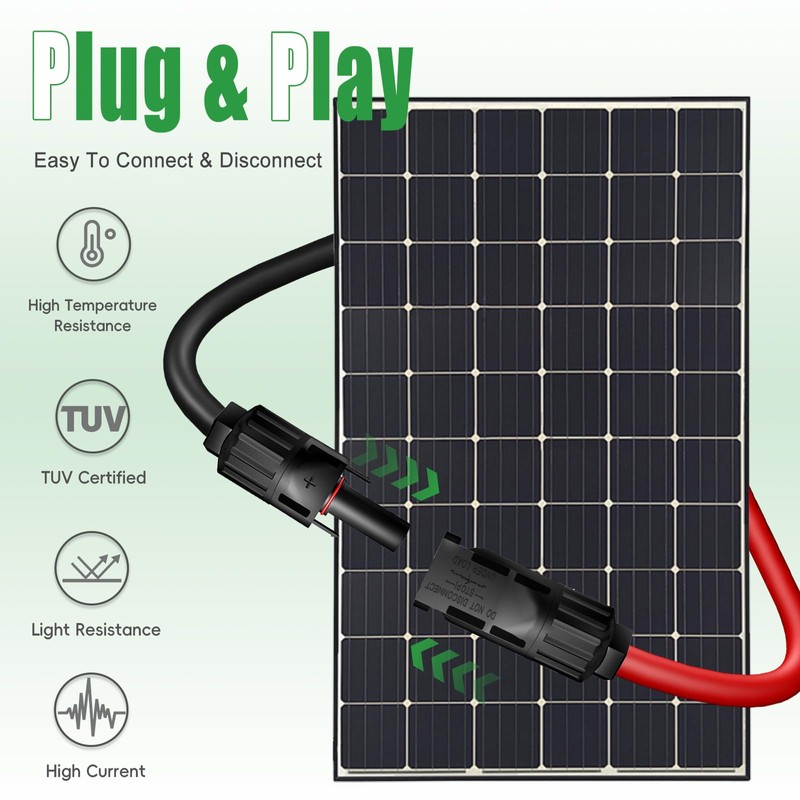 Feotech Twin Wire 40FT Solar Extension Cable - 10AWG (6mm²)