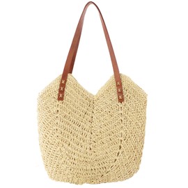 Fozehlad Straw Beach Tote Bag for Women Rattan Wicker Clutch Raffia Bag Summer Woven Hobo Shoulder Handbag