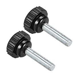 CoCud Knurling Clamp Knob M6 x 25mm Male Thread 21mm Head Thermoset Plastic Thumbscrew Grip Bolt Knob Black For Lathe Machines 2pcs