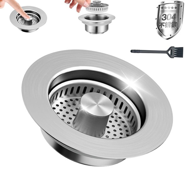 3 in 1 Stainless Steel Kitchen Sink Bounce Filter Plug,