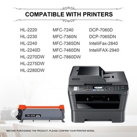 TN450 (4 Black) High Yield Toner Cartridge Replacement for Brother TN420 TN-450 to use with HL-2280DW HL-2270DW HL-2230 MFC-7360N MFC-7860DW DCP-7065DN Intellifax 2840 2940 Printer, 4 Pack