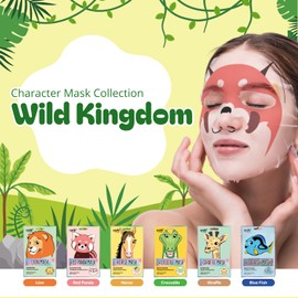 Epielle Character Face Mask Wild Kingdom 12 Pack, Fun & Effective Korean Skin Care, Spa Party Favors, Mothers Day Gifts, Birthday Gifts for Women, Self Care Gifts