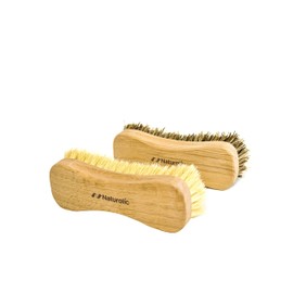 Naturolic All-Natural Wooden Scrub Brush Set | Wooden Handle | Tampico and Palmyra bristles | Eco Friendly Cleaning Products | Pack of 2