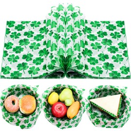 150 Sheets Shamrock Food Wax Paper, 9.8x8.3‘’ Irish Grease Proof Deli Sheets Sandwich Wrap Grease Resistant Paper for Irish St. Patrick's Day Home Kitchen Party Supplies