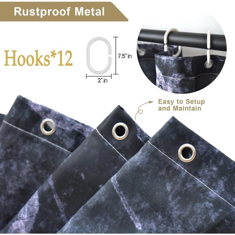 4Pcs Marble Shower Curtain Sets, Bathroom Sets with Shower Curtain