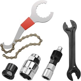 profiwoab 5-in-1 Bicycle Cassette Removal Tool, Bicycle Repair Tool Kit, Chain Whip, Bicycle Crank Puller and Bottom Bracket Tool, for Removing Bicycle Crank