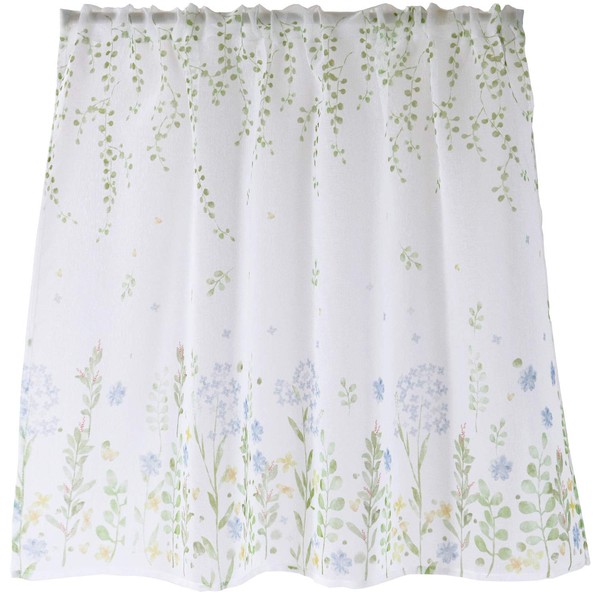Sunny day fabric Botanical Flower Cafe Curtain 100cm Wide x 70cm Length (Blue)
