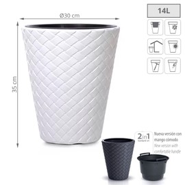 Prosper Plast DBMT300-S449 3 x 35 cm Matub Flowerpot - White