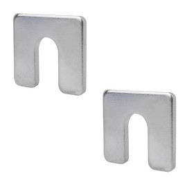 TERF® 100mm X 100mm X 2mm with 25mm Slots Galvanised Steel Packers Horseshoe U Shims Metal Spacers Fender Alignment U Shim Flat Plate Square Washer 2mm Thickness - Pack of 2