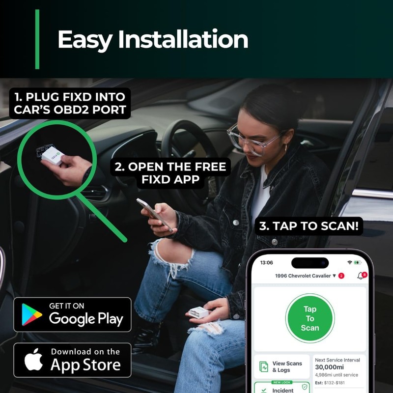 FIXD Bluetooth OBD2 Scanner for iPhone & Android - Diagnostic
