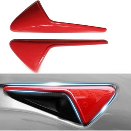 Gleway Signal Side Camera Cover HW 2.0-3.0, 2PCS TSL Side Camera Cover Wrap for Model 2020-2023 3/Y HW 2.0-3.0, Turn Signal Side Camera Cover Wrap Decoration Side Camera Stylish Decor, Glossy Red 2Pcs
