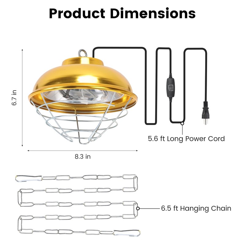 Roodike Hanging Chicken Coop Heater, 300W 2 Heating Levels Premium