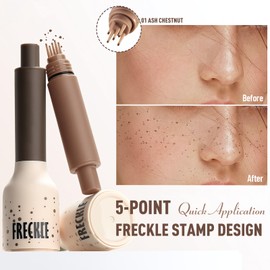 Wugbc Freckle Stamp 5 Point Design, Upgrade Liquid Freckle Pen Waterproof Long Lasting Quick Dry Fake Freckle Face Tattoo Get Natural-looking Faux Freckles Sunkissed Makeup, 01ASH CHESTNUT