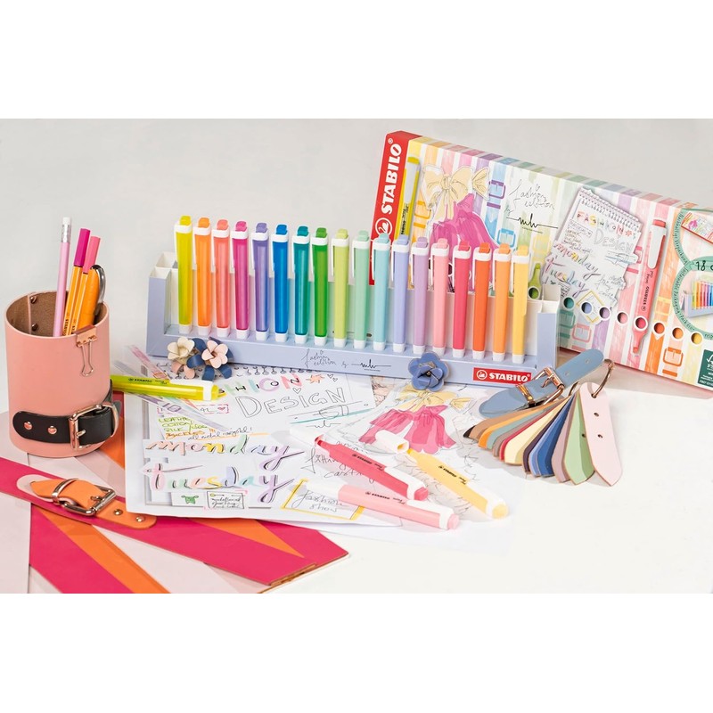 STABILO swing cool, estuche con 18 marcatextos surtidos 8 neón