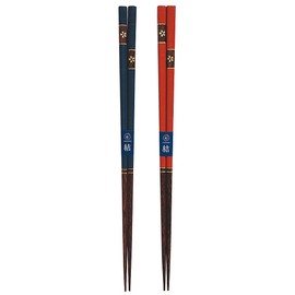 125 Married and Wife Chopsticks, Flower Decoration, Blue, Red, Slender, Dishwasher Safe, Design, Includes Paulownia Box, Wrapping, Parents, Dad, Dad, Dad, Mom, Mom, Mother, Gift, Pair Set, Matching