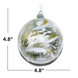 Large Friendship Glass Ball Globe - White 4.7 inch Hand Blown Handmade Hanging Garden Gazing Ball Indoor Outdoor Home Décor