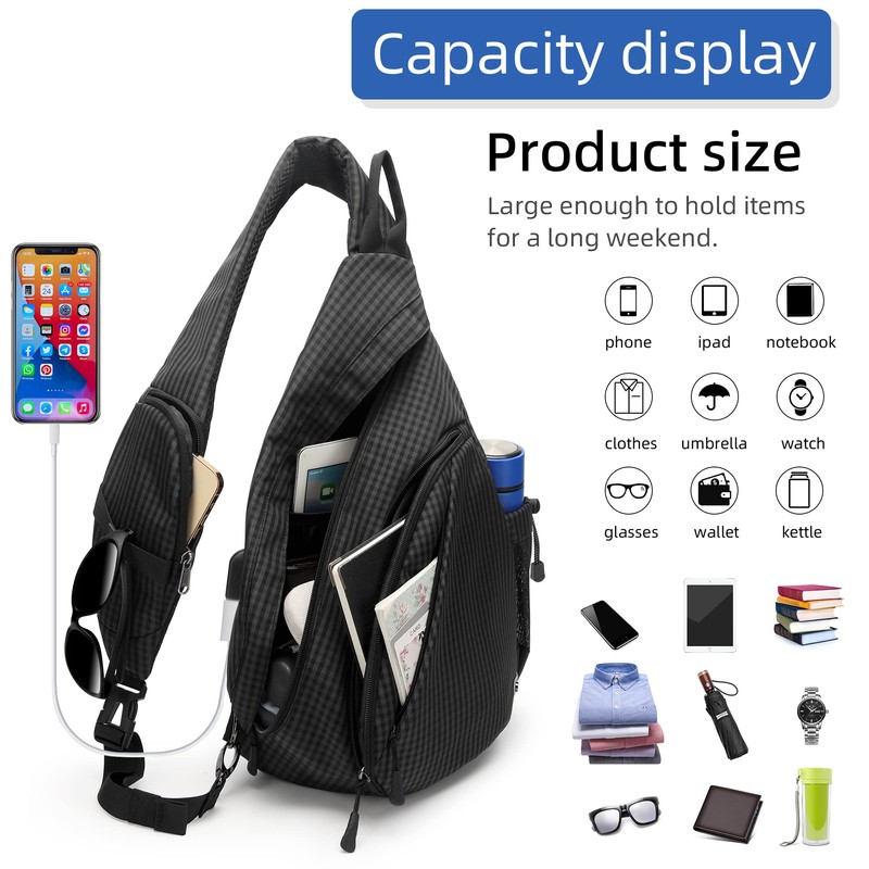 TurnWay Water-Proof Sling Backpack/Crossbody Bag/Shoulder Bag for Travel, Hiking, Cycling,