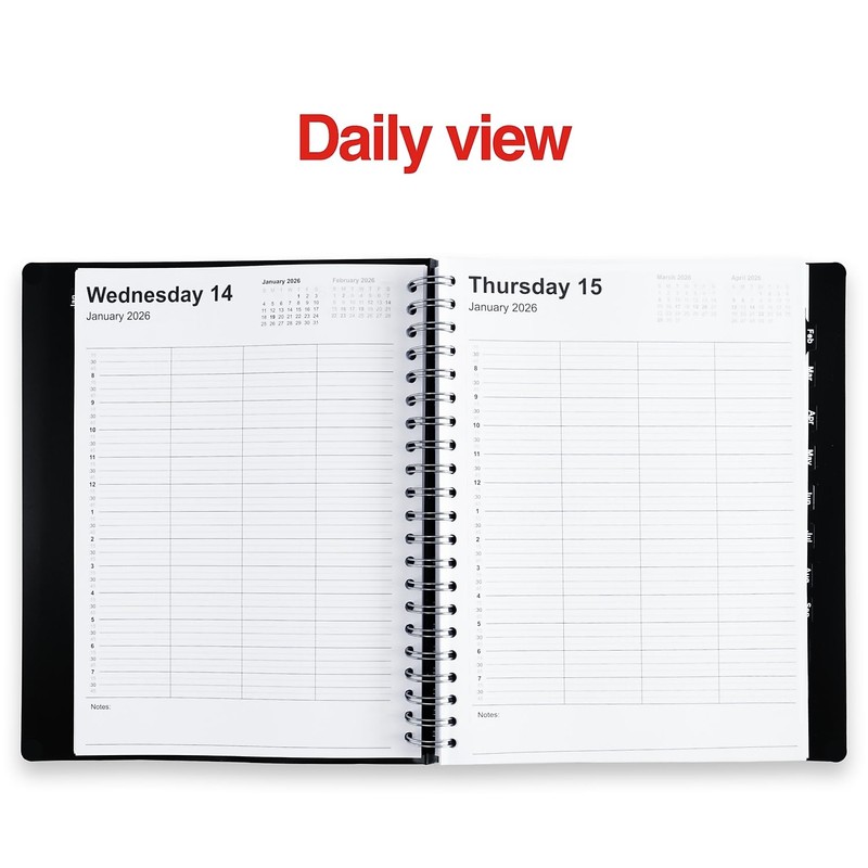 Staples 2026 Four‑Person Daily Appointment Book, 8" x 11", Hourly