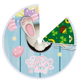 Realspring 36 Inch Easter Tree Skirt Reversible St. Patrick's Day Clover Bunny Tail Shamrock Double Sided Print Mat Easter Eggs Party Supplies for Home Tabletop Trees Holiday Decor