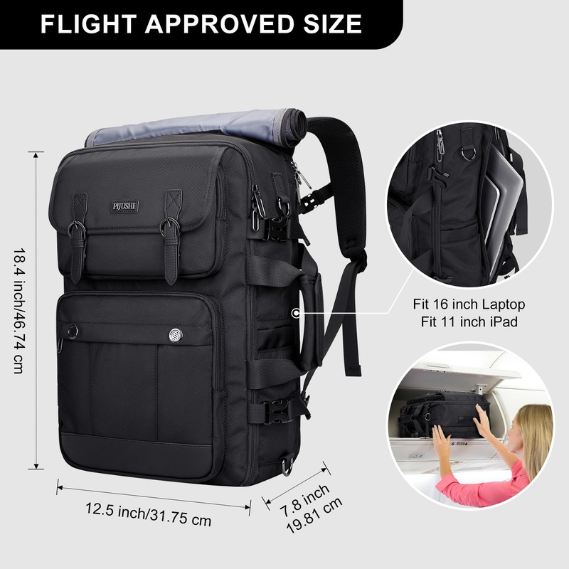 PIJUSHI Travel Backpack for Women Men Carry on Luggage Backpack