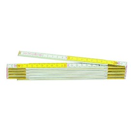 Metrica 23160 Holzgliedermassstab 2 m, rote Dezimalen, weiß/gelb