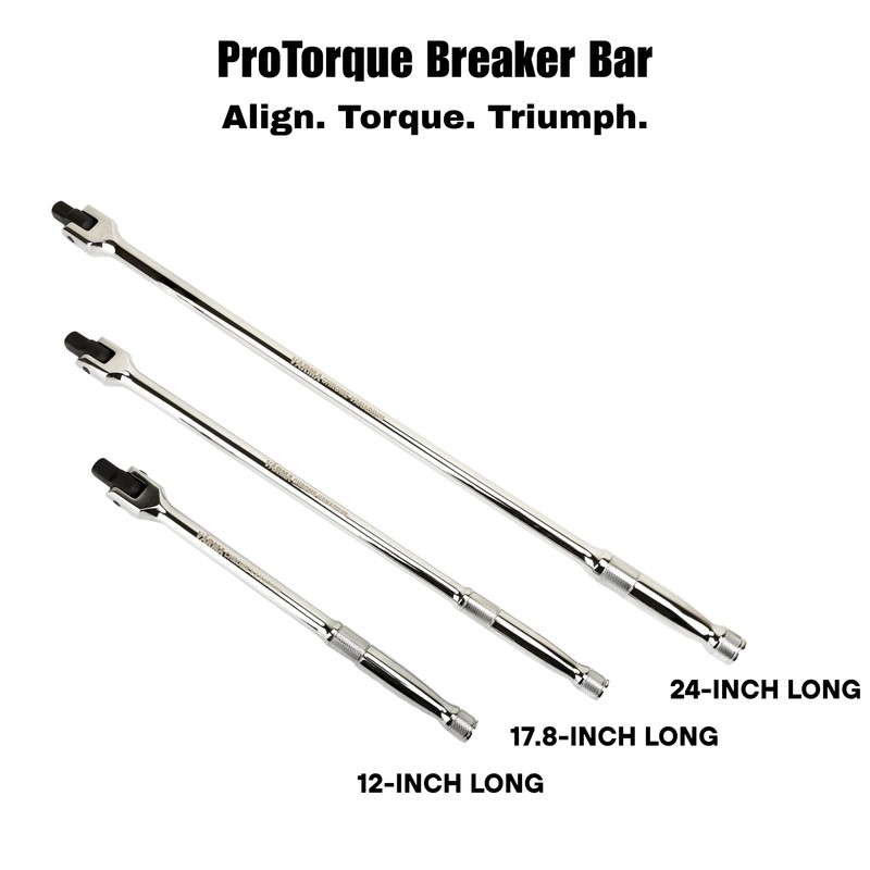 VÄRMA 1/2” Drive 24-Inch Breaker Bar with 180° Pivot Flex