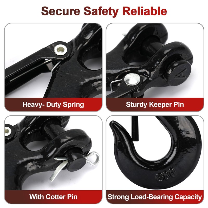 Lechansen G80 Clevis Slip Hook, 5/16" Chain Hooks with Safety