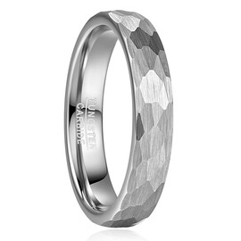 083BASE | Tungsten Steel Ring | Hammer Pattern Design | 4mm, 6mm, 8mm Width | Stainless Steel Color, Black Color | Men's Accessories
