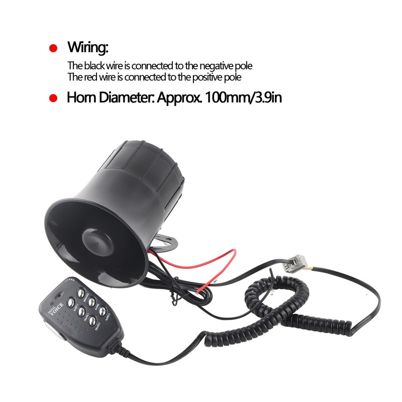 50W 120dB Car Loud Horn 6 Sounds Emergency Warning Alarm