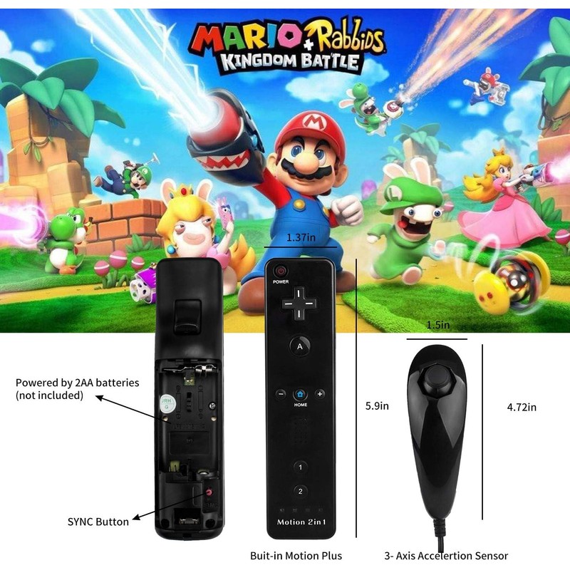2 Pack Remote Controller with Motion Plus for Wii/WII U,