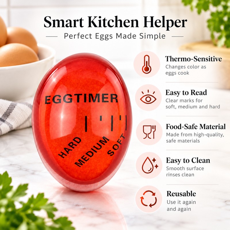 Color Changing Egg Timer – Heat-Sensitive Boiled Egg Doneness Indicator