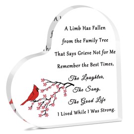 Sympathy Plaque Memorial Gifts for Loss of Loved Mum Dad Grandparents In Memory of Family Friends Acrylic Heart Keepsake Bereavement Condolences Grieving Present for Remembrance Heart Shaped Plaque